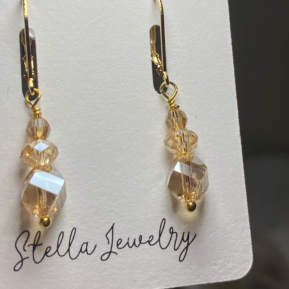 Swarovski champagne earrings - Picture 2 of 2